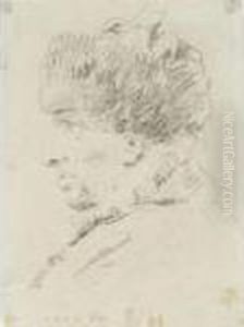 Head Of A Man In Profile Wearing A Fur Hat by Giovanni Domenico Tiepolo