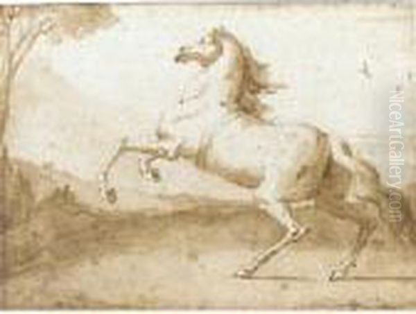 Rearing Horse In A Landscape - view 1