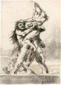 Hercules And Antaeus by Giovanni Domenico Tiepolo