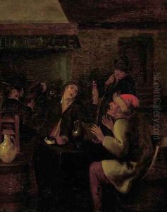 Boors drinking in a tavern
