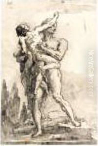 Hercules And Antaeus by Giovanni Domenico Tiepolo