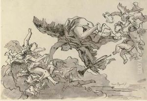 Fame With Angels And Putti With Wreaths by Giovanni Domenico Tiepolo