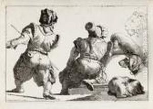 Figure Di Nani E Cani by Giovanni Domenico Tiepolo