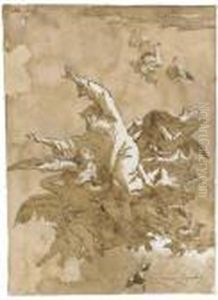 God The Father Supported By Angels And Putti by Giovanni Domenico Tiepolo