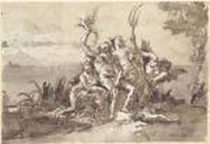 Neptune, Amphitrite And Time With A Nereid by Giovanni Domenico Tiepolo