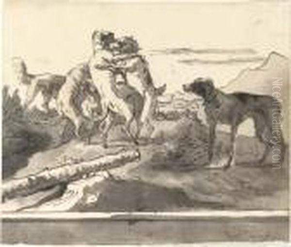 Dogs Playing In A Landscape - view 1