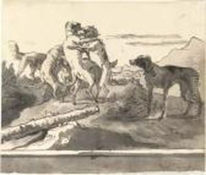 Dogs Playing In A Landscape