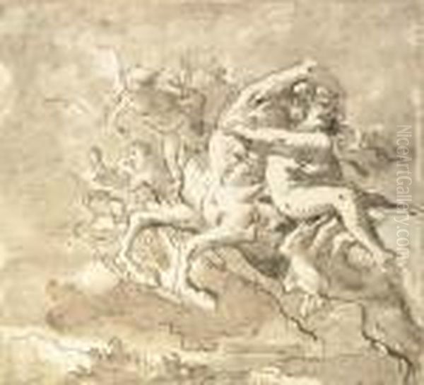 A Centaur Carrying Off A Nymph, Accompanied By Putti - view 1