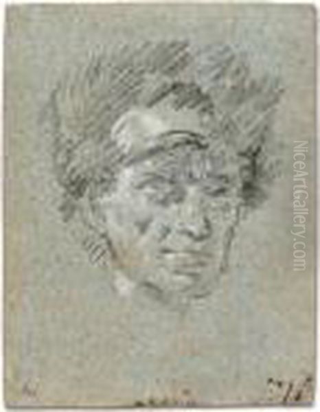 Head Of A Man Wearing A Fur Hat - view 1