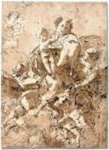 St. Anthony Of Padua With The Christ Child In Glory With Angels by Giovanni Domenico Tiepolo