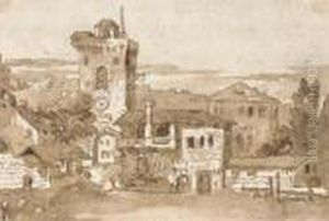View Of A Village With A Tower, After Marco Ricci View Of A Village With A Tower, After Marco Ricci
