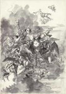 Saint Lawrence Carried Up To Heaven By Angels by Giovanni Domenico Tiepolo