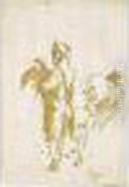 Study Of An Oriental Man Holding
 An Eagle, And A Separate Study Of His Head And His Left Leg - view 1