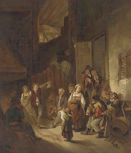 Peasants making merry in a barn - view 1