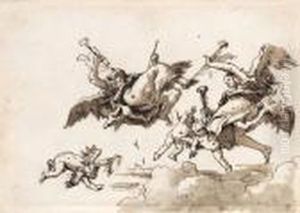 Angels In Flight Blowing Trumpets
Signed 'dom. Tiepolo' by Giovanni Domenico Tiepolo