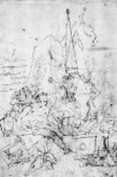 A Warrior Consulting Magicians At A Mausoleum (recto Andverso) - view 1