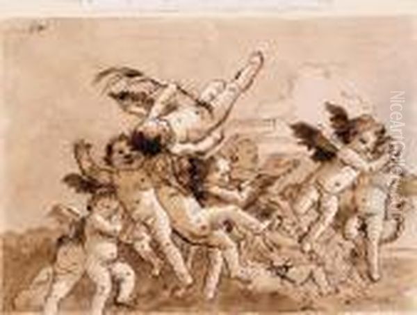 Angels In Flight, One Holding A Palm - view 1