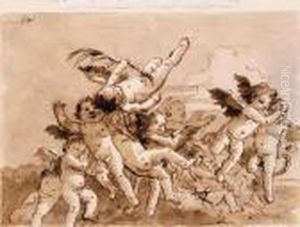 Angels In Flight, One Holding A Palm
