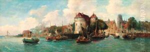 A Continental harbour by Hungarian School