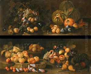 Grapes and Apples in glass Bowls by Giovanni Paolo Spadino