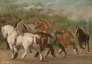 Shire-horses at exercise by Henry William Standing