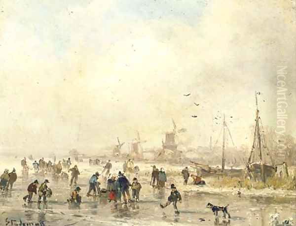 Skaters on the ice, Holland - view 1