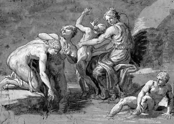 Nymphs bathing A study for Diana and Actaeon - view 1