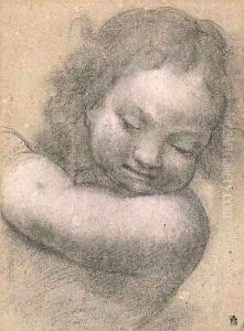 A putto looking down, half-length by Milanese School