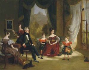 Group portrait of James Dempster Webster Gordon (1783-1850) by Scottish School
