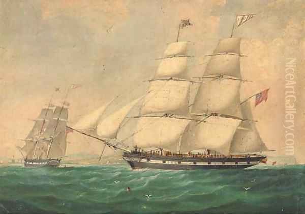 The English brig Zuleika entering Belfast Lough - view 1