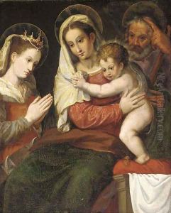 The Holy Family with Saint Catherine by Orazio Samacchini