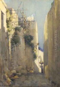 A street scene by Margaret Olrog Stoddart
