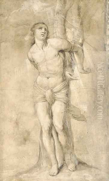 Saint Sebastian tied to a tree - view 1