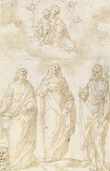 The Madonna and Child appearing to Saint Mark, Saint Catherine () and Saint John the Baptist - view 1