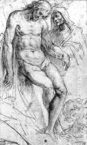 Christ lamented by the Virgin with the Magdalene at his feet A study for a deposition by Sienese School