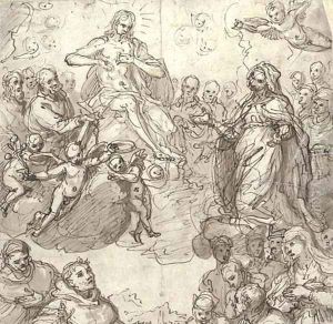 The Virgin interceding for a Franciscan community by Sienese School