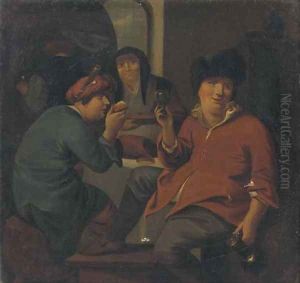 Boors making merry and drinking in an interior