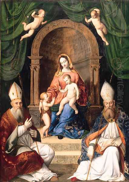 The Madonna and Child enthroned with the Infant Saint John the Baptist, and two Bishop Saints - view 1