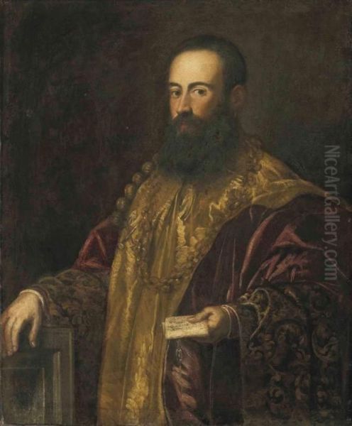 Portrait Of A Venetian General, 
Possibly Jacopo Soranzo The Younger, Three-quarter-length, Holding A 
Letter In His Lefthand - view 1