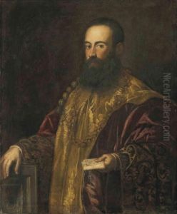 Portrait Of A Venetian General, 
Possibly Jacopo Soranzo The Younger, Three-quarter-length, Holding A 
Letter In His Lefthand