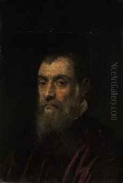Portrait Of A Bearded Man, Bust-length, In A Red Gown - view 1