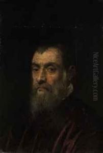 Portrait Of A Bearded Man, Bust-length, In A Red Gown by Jacopo Tintoretto (Robusti)