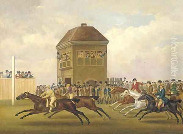 Sir H.T. Vane's Hambletonian beating Mr. Cookson's Diamond in the Match for 3,000 Guineas, Beacon Course, Newmarket Craven Meeting, 1799 - view 1