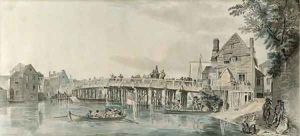The old wooden bridge at Windsor by Paul Sandby