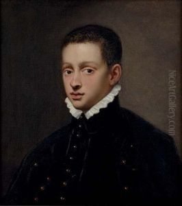 Portrait Of A Boy, Bust-length, In A Black Doublet With A White Collar by Jacopo Tintoretto (Robusti)