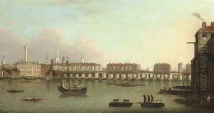 View of the City of London from the south bank of the Thames showing London Bridge