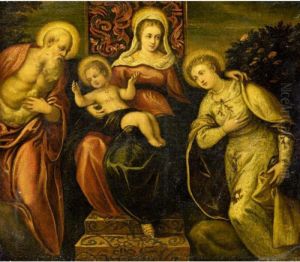 The Madonna And Child With Saint Jerome And A Female Saint by Jacopo Tintoretto (Robusti)