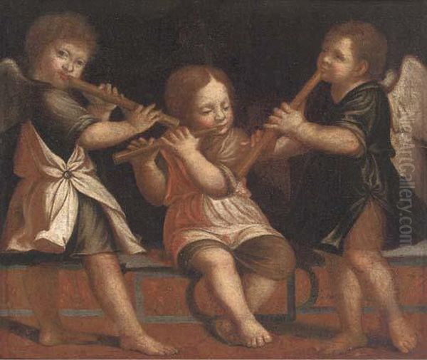 Three Putti Playing Flutes - view 1