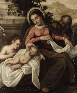 The Holy Family With The Infant Saint John The Baptist In A Landscape by Jacopo Tintoretto (Robusti)