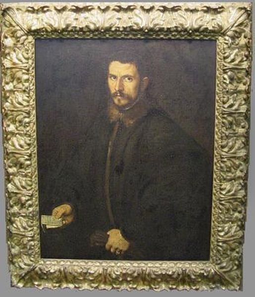Portrait Of A Gentleman Holding A Note With Geometrical Writing - view 1